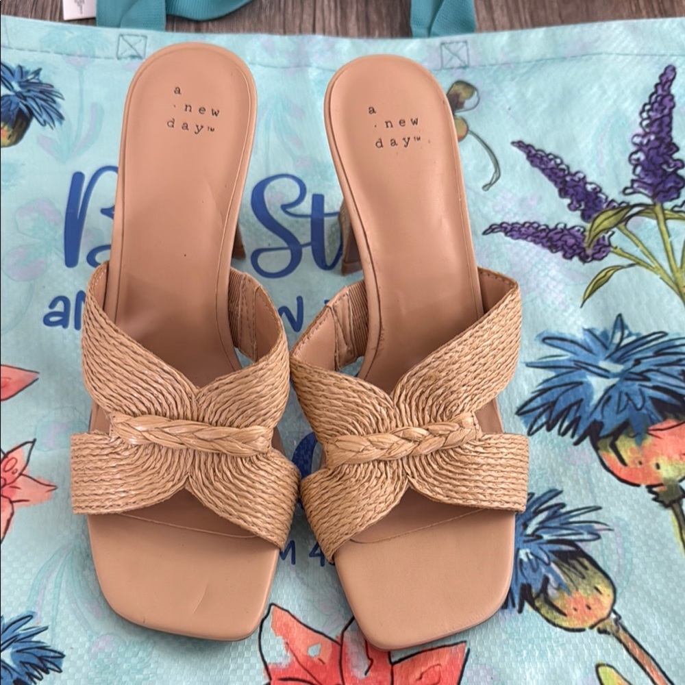 a new day Tan Braided Slide Sandals